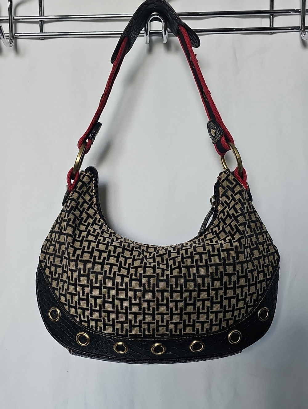 Vintage Tommy Hilfiger Monogram Shoulder Bag